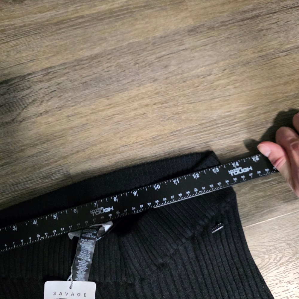 Savage X Fenty‎ Ribbed Knit Flare Pants Black High Waisted Loungewear US 8-10 M - Picture 4 of 7